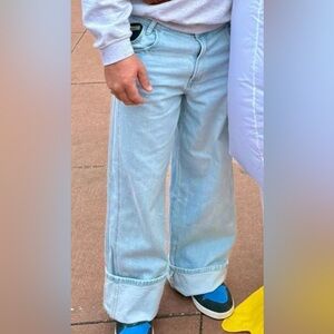 Vervet Light Wash Baggy Wide Leg Cuffed Jeans